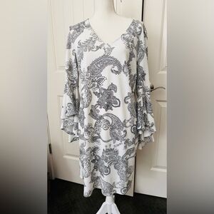 Paisley Print Women's Dress  - Black and White